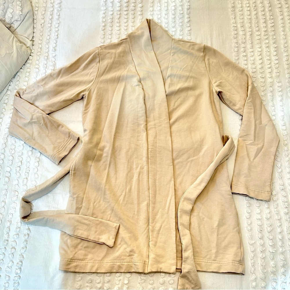WVN Women’s Modal & Organic Cotton Cream Belted Sweatshirt Sz S EUC - Picture 8 of 10